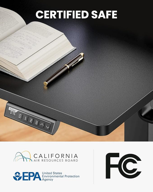 ErGear Electric Standing Desk with Full Size Keyboard Tray, Adjustable Height Sit Stand Up Desk, Home Office Desk Computer Workstation, 48x24 Inches, Black - LeafyLoom