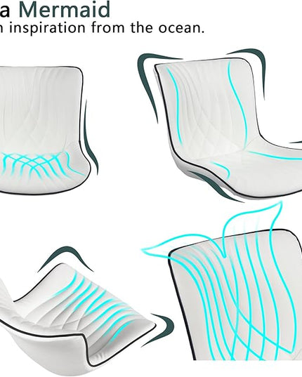 YOUTASTE Office Chair Modern Armless Desk Chair, Height Adjustable Swivel Rocking Computer Task Chair, Faux Leather Sewing Chairs with Wheels, Stylish Lounge Vanity Chair,White - LeafyLoom