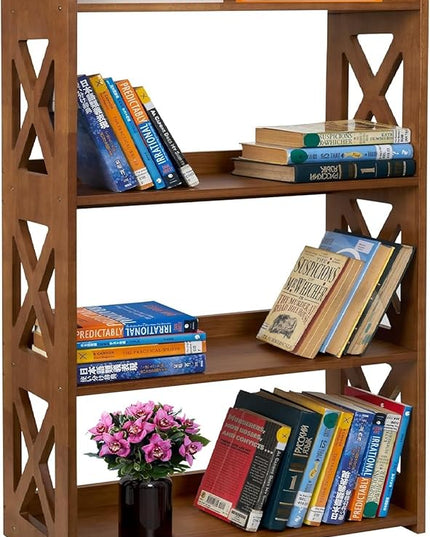 Open Bookshelf, 4 Tier Bookcase, Small Bookshelf, wooden Book Shelf Kitchen shelf, Freestanding Display Storage Shelves, bookshelf for bedroom, Living Room and Office - LeafyLoom
