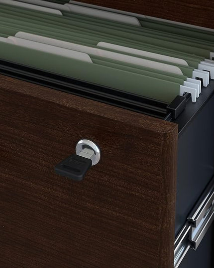 Bush Business Furniture Series C 2 Drawer Lateral File Cabinet, Locking Document Storage for Home or Professional Office, Mocha Cherry - LeafyLoom