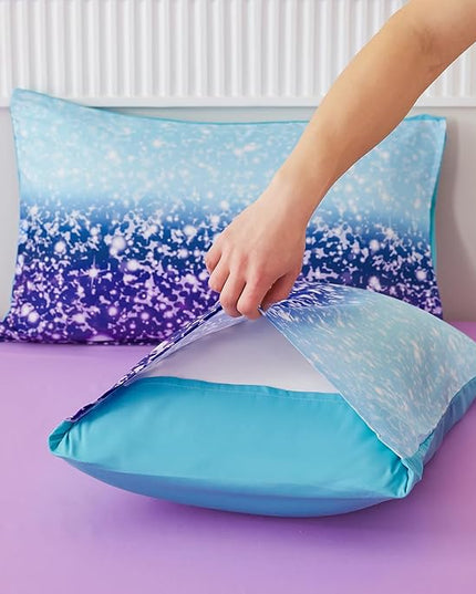 PERFEMET Queen Comforter Set with Sheets, 6 Pcs Blue Purple Girls Bedding Set, Tie Dye Rainbow Comforter for Queen Size Bed, Colorful Ombre Bedroom Decor Bed in A Bag for Teens Girls - LeafyLoom