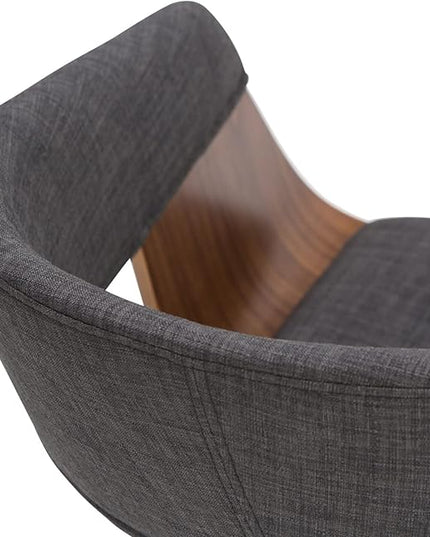 SIMPLIHOME Lowell / Draper Mid Century Modern 5 Pc Dining Set with 4 Upholstered Bentwood Dining Chairs in Charcoal Grey Linen Look Fabric and 66 inch Wide Table for the Dining Room and Kitchen - LeafyLoom