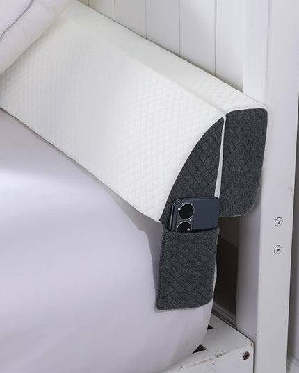 HOMBYS Pillow Wedge for Headboard Gap,Mattress Wedge Gap Filler Full Size,Bed Crack Pillow,Foam Bed Gap Filler,Multifuctional Headboard Space Filler with Side Pocket,Fill The Gap (0-7") - LeafyLoom