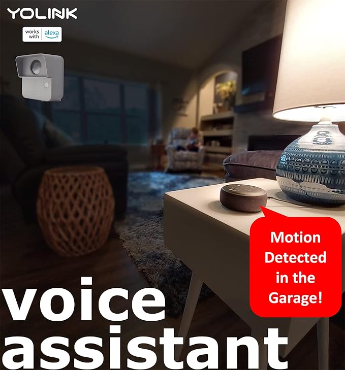 YoLink LoRa Smart Outdoor Motion Sensor, Driveway Alert, Property Invasion/Tresspassing Detector, 1/4 Mile Open Air Range, Email/SMS/Push Alerts, Alexa, IFTTT, Home Assistant (Hub Included!) YoLink