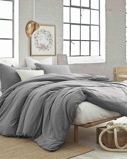 ETDIFFE Soft & Cozy Microfiber Queen Comforter Set, Grey, 3 Pieces - LeafyLoom