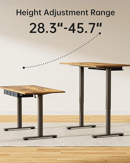 Height Adjustable Desk with Keyboard Tray, 55 x 24 Inches Electric Standing Desk, Stand up Computer Table with Memory Preset, Dark Brown, Splice Board - LeafyLoom