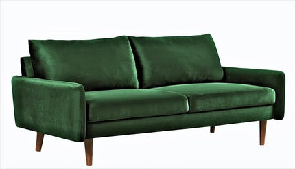 US Pride Furniture Kent Modern Velvet Sofa, Comfortable 3 Seater Couch for Living Rooms and Small Spaces, Ideal Studio Apartment Furniture with Sleek Design, Green - LeafyLoom