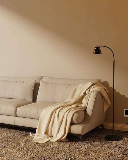 AXX LED Reading Floor Lamp for Office/Living Room/Bedroom, 2000LM Bright Dimmable Standing Lamp with Remote for Task and Craft - Black, Adjustable Gooseneck, Industrial, Minimalist, Small, Metal - LeafyLoom