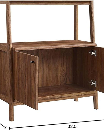 Modway 33" Bookshelf Display Case in Walnut - LeafyLoom