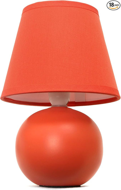 Simple Designs LT2008-ORG Mini Ceramic Globe Table Lamp, Orange (Pack of 18) - LeafyLoom