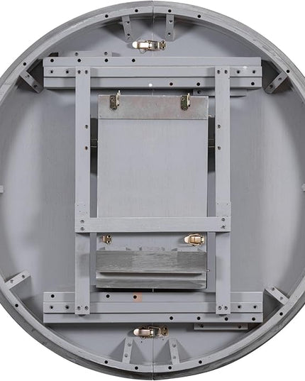 Merax Dining Set with Extendable Round Table and 4 Upholstered Chairs, Grey, 5-Piece Retro, Gray - LeafyLoom