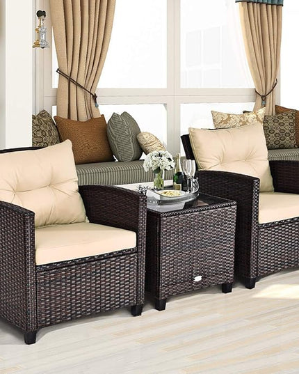 3 PCS Patio Furniture Set, Onesize, Beige - LeafyLoom