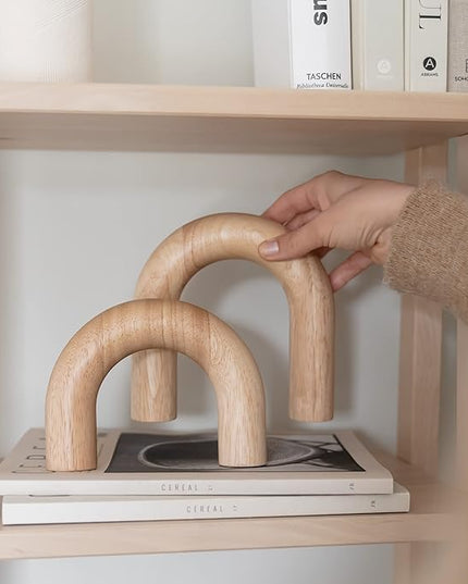 Wood Arch Decorative Objects - Suitable for Coffee Table Decor, Neutral Home Decor for Shelves, Shelf Decor Aesthetic, Modern Bookshelf Decor, Entryway Decor, Home Decorations for Living Room - LeafyLoom