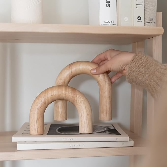Wood Arch Decorative Objects - Suitable for Coffee Table Decor, Neutral Home Decor for Shelves, Shelf Decor Aesthetic, Modern Bookshelf Decor, Entryway Decor, Home Decorations for Living Room - LeafyLoom