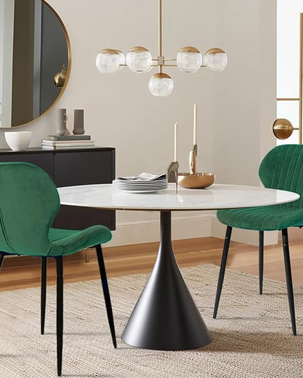 CangLong Dining Chairs Mid Century Modern Leisure Upholstered Metal Legs for Kitchen Living Room, Set of 2, Green - LeafyLoom