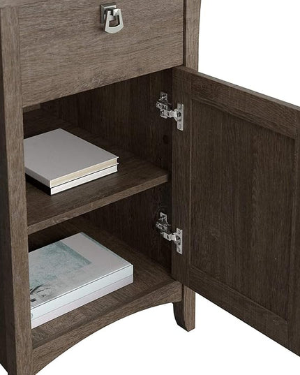 Bush Furniture Salinas L-Shaped Desk with Storage | Study Table with Drawers & Cabinets | Home Office Computer Desk in Ash Brown - LeafyLoom