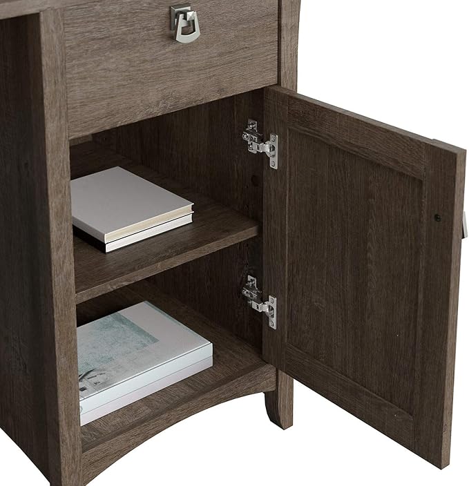 Bush Furniture Salinas L-Shaped Desk with Storage | Study Table with Drawers & Cabinets | Home Office Computer Desk in Ash Brown - LeafyLoom