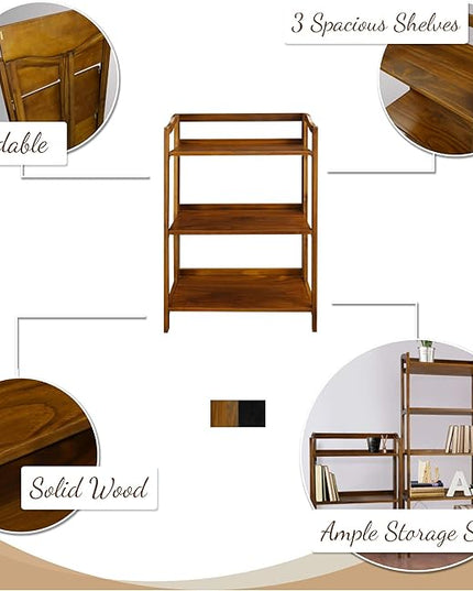 Casual Home Stratford 3-Shelf Folding Bookcase-Warm Brown - LeafyLoom