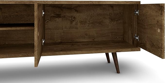 Manhattan Comfort Liberty Mid Century Modern TV Stand for Televisions up to 60 Inches, Bedroom and Living Room Entertainment Center with Storage, Shelves, and Cabinet, 201AMC: 62.99 Inch, Rustic Brown - LeafyLoom