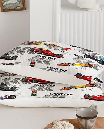 Axolotl Racing Car Comforter Set Queen Size,Extreme Sports Boys Bedding Set for Boys Teens Girls Car Racing Gifts,Race Cars Quilt Bed Set with 1 Comforter 2 Pillowcases,Multi Color - LeafyLoom