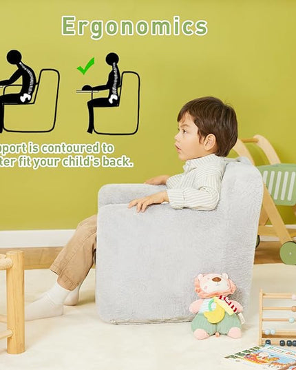 Toddler First Chair, Baby Chairs Comfy Toddler for Boys and Girls for Ages 18 Months and Up, Fits Any Decor (Grey) - LeafyLoom