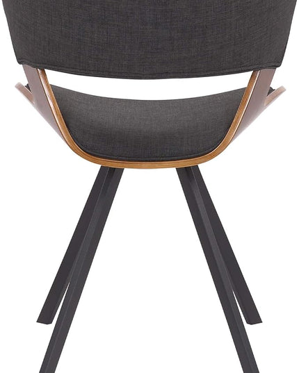 Armen Living Ulric Wood and Metal Modern Dining Room Accent Chair, Charcoal/Walnut 22 x 29 x 21.5 - LeafyLoom