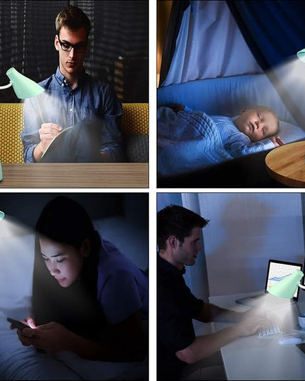 Desk Lamp LED, Desk Lamps with 3 Lighting Modes and Stepless Dimming, Desk Light 360 ° Flexible Gooseneck with Pen Holder & Mobile Phone Stand for Reading Kids Dorm (Green) - LeafyLoom