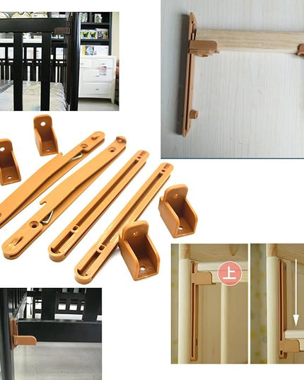 Crib fence Lifter Lifting Rail Connection Set Brown w Screws - LeafyLoom
