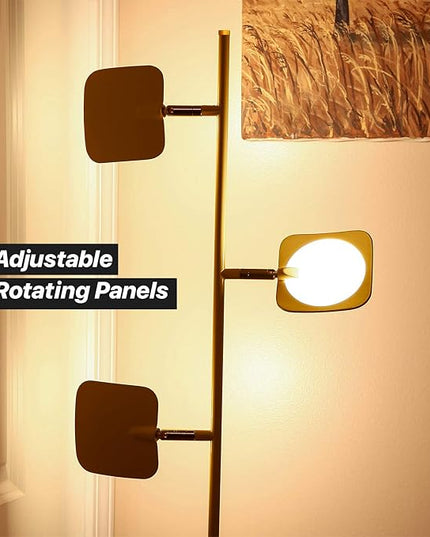 Brightech Tree Floor Lamp for Living Rooms & Offices, Dimmable Standing Lamp for Bedroom Reading, LED Spotlight Floor Lamp, Tall Lamp with Adjustable Panels for Minimal Space Use - Antique Brass - LeafyLoom