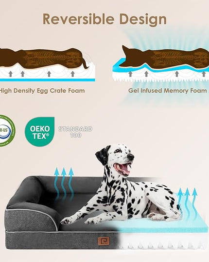 EHEYCIGA Orthopedic Dog Bed for Small Dogs, Waterproof Memory Foam Small Dog Beds with Sides, Non-Slip Bottom and Egg-Crate Foam Medium Dog Couch Bed with Washable Removable Cover, Dark Grey EHEYCIGA