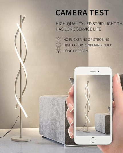LED Floor Lamps for Living Room,Spiral Modern Floor Lamp with Remote Control 60 Inch Dimmable White Floor Lamp 48W Standing Lamp with Timer 3 Color Temperature Corner Floor Lamp for Bedroom - LeafyLoom