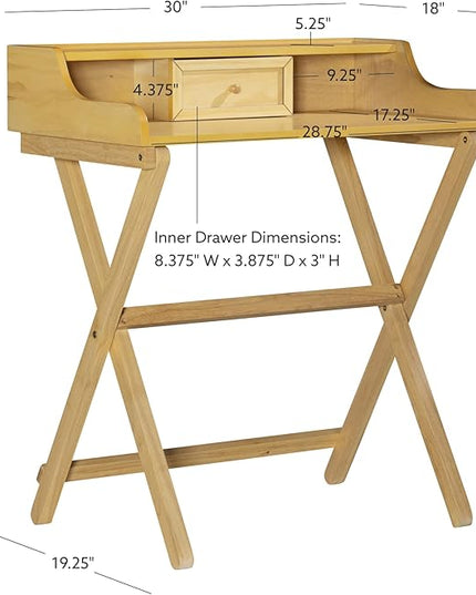 Linon Mable Folding Desk, Natural - LeafyLoom
