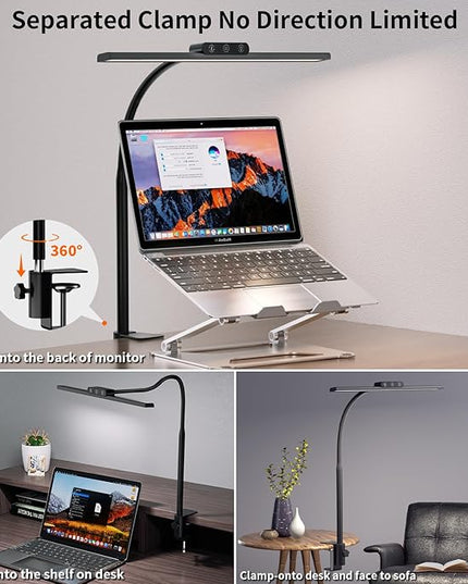 KableRika Desk Lamp,Led Desk Lamps with Clamp,Architect Desk Lights for Home Office Desktop Office Lamp 4-Brightness 4-Color Eye Care Overhead Table Lamp for Computer Monitor Study Reading - LeafyLoom