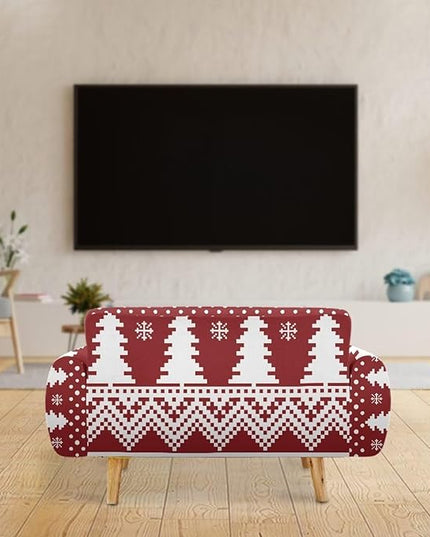 FKELYI Boho Christmas Easy Going Stretch Sofa Slipcover Washable Sofa Couch Cover Comfortable Furniture Protector with Elastic Bottom L FKELYI
