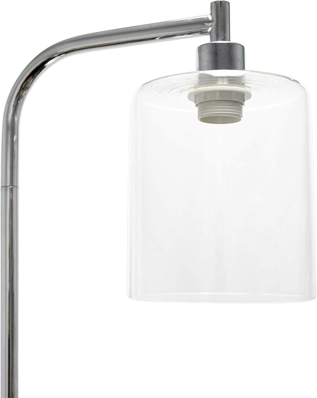 Simple Designs LF1036-CHR Antique Style Industrial Iron Lantern Floor Lamp with Glass Shade, Chrome - LeafyLoom