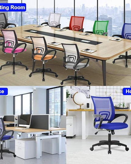 Office Chair Desk Chair Mesh Computer Chair with Lumbar Support Modern Executive Adjustable Chair Task Rolling Swivel Ergonomic Chair for Women Adults(Blue) - LeafyLoom