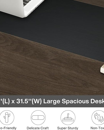 Tribesigns Modern Computer Desk, 63 x 31.5 inch Large Office Desk Computer Table Study Writing Desk Workstation for Home Office, Grey/Black - LeafyLoom