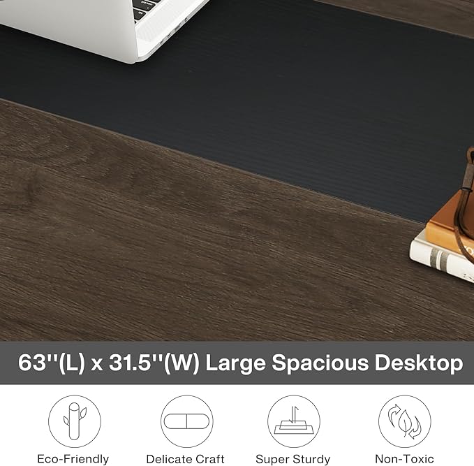 Tribesigns Modern Computer Desk, 63 x 31.5 inch Large Office Desk Computer Table Study Writing Desk Workstation for Home Office, Grey/Black - LeafyLoom