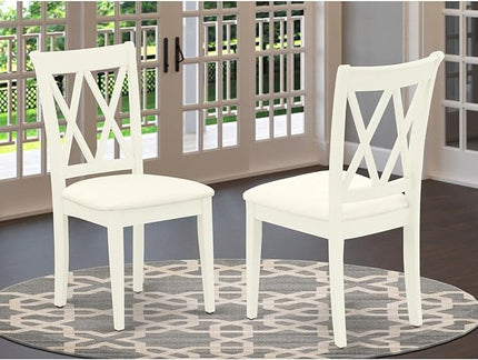 East West Furniture CLC-LWH-C Clarksville Kitchen Dining Chairs - Linen Fabric Upholstered Wood Chairs, Set of 2, Linen White - LeafyLoom