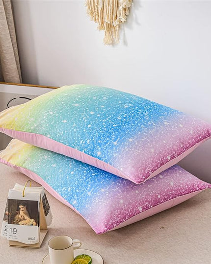 Holawakaka Space Star Ombre Comforter Set Ombre Multi-color Gradient Bedding Set Twin Size (Multi-color, Twin) - LeafyLoom