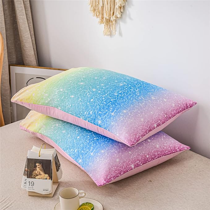 Holawakaka Space Star Ombre Comforter Set Ombre Multi-color Gradient Bedding Set Twin Size (Multi-color, Twin) - LeafyLoom
