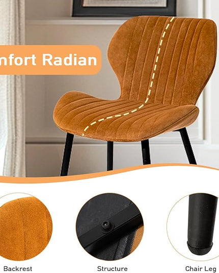 CangLong Mid Century Modern Upholstered Dining Chairs with Metal Legs, Accent Chairs for Kitchen, Living Room, Set of 2, Brown - LeafyLoom