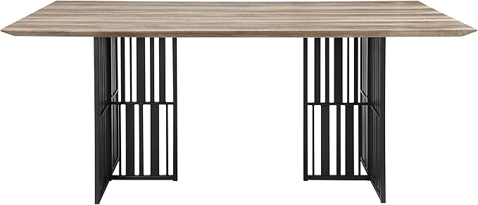 NicBex Dining Table Contemporary Kitchen Table Farmhouse Rustic Dining Table, Antique Oak & Black Finish Rectangular Dining Table, Easy Assembly, Black - LeafyLoom