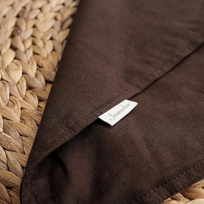 Jeanerlor Cotton Linen Square Decorative Throw Pillow Case Cushion Cover with Twin Needles Stitch on Edge, 12"x20"(30 x 50cm), 2 Pcs, Brown - LeafyLoom