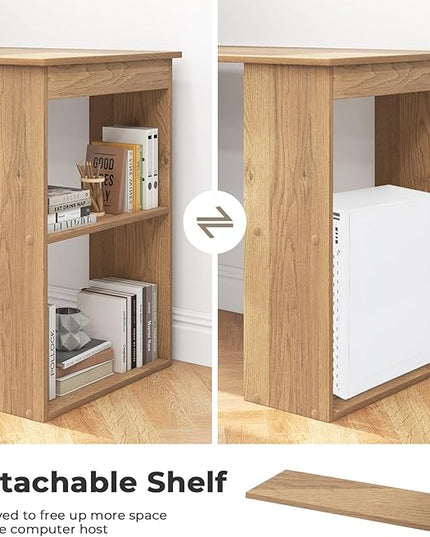 Computer Desk with Shelves, Natural - LeafyLoom