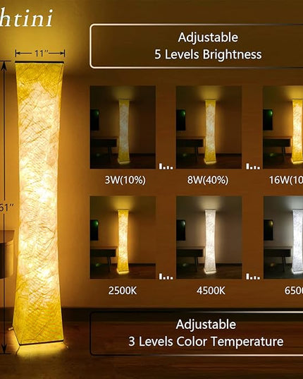 Floor Lamps for Living Room 61" LED Floor Lamp,Corner Floor Lamp,RGB Color Changing Floor Lamp,Smart Dimmable Floor Lamp with Remote & APP Control & Music Sync,Modern Floor Lamp for Bedroom - LeafyLoom