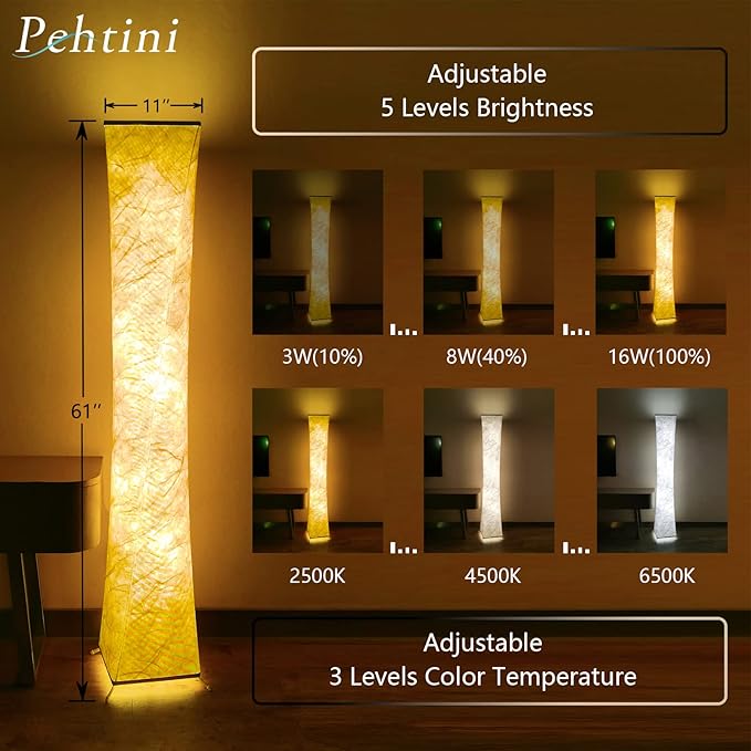 Floor Lamps for Living Room 61" LED Floor Lamp,Corner Floor Lamp,RGB Color Changing Floor Lamp,Smart Dimmable Floor Lamp with Remote & APP Control & Music Sync,Modern Floor Lamp for Bedroom - LeafyLoom