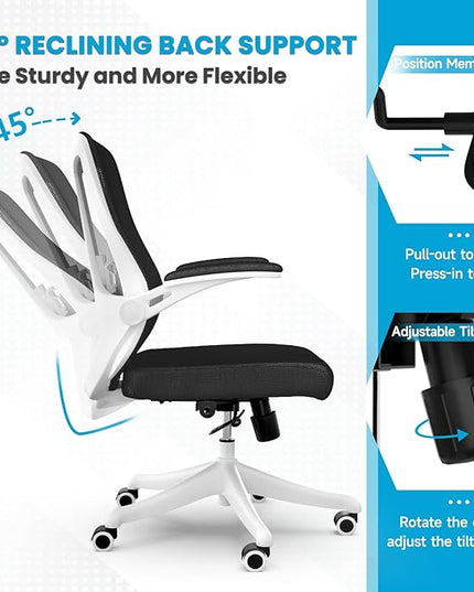 Ergonomic Office Chair - Comfy Desk Chairs with Wheels and Arms, 400LB Heavy Duty Mesh Computer Chairs with Comfortable Lumbar Back Support for Home Office, Study, Bedroom and College Dorm - LeafyLoom