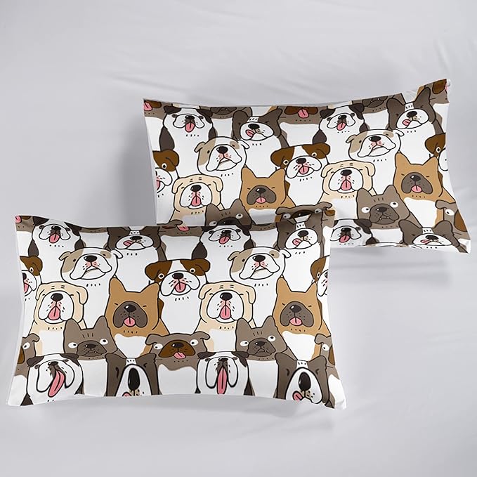 Kawaii Dog Comforter Twin Size,Dogs Comforter Set for Kids Teens Girls Boys,3Pcs Bedding Set Printed Comforter with 2 Pillowcases,Down Alternative,Soft and Lightweight，Twin Size - LeafyLoom