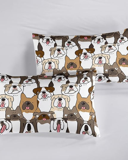 Kawaii Dog Comforter King Size,Dogs Comforter Set for Kids Teens Girls Boys,3Pcs Bedding Set Printed Comforter with 2 Pillowcases,Down Alternative,Soft and Lightweight，King Size - LeafyLoom